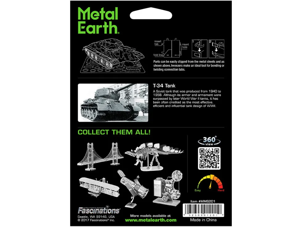 Model Kit Soviet T-34 Tank (Moderate Difficulty) Steel Model by Metal Earth