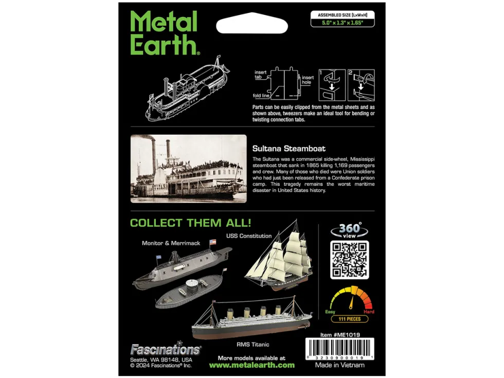 Model Kit Sultana Steamboat (Moderate Difficulty) Steel Model by Metal Earth