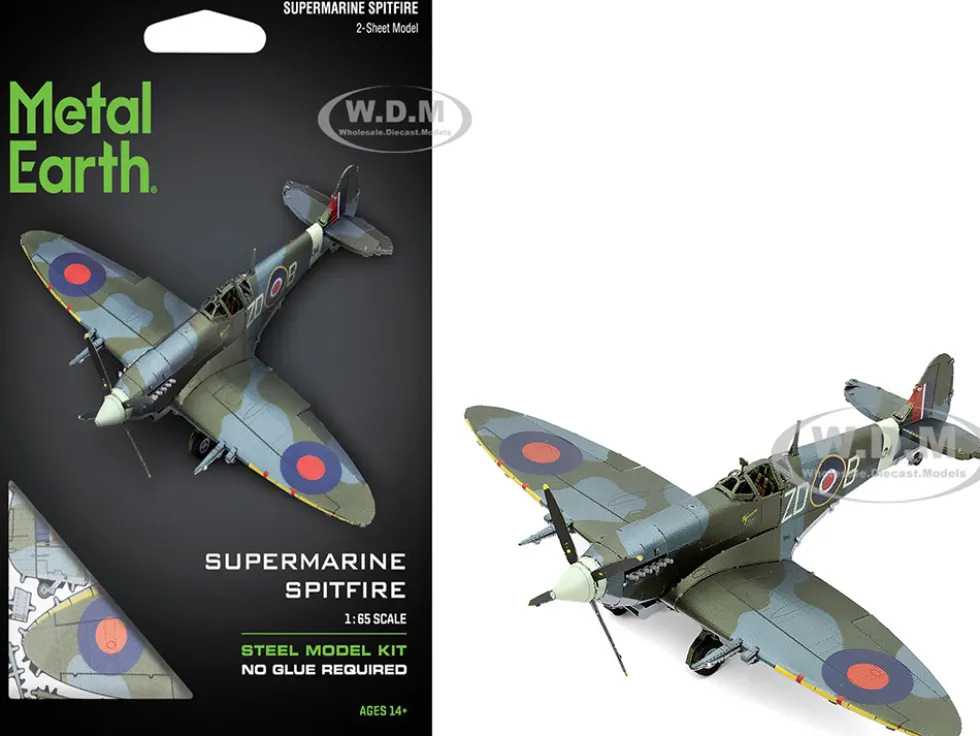 Model Kit Supermarine Spitfire Fighter Aircraft "British Royal Air Force" (Moderate Difficulty) Steel Model by Metal Earth