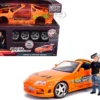 Model Kit Toyota Supra Metallic Orange Brian Diecast Figure Fast & Furious Movie Build N' Collect 1/24 Diecast Model Car Jada 30699
