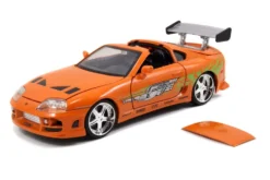 Model Kit Toyota Supra Metallic Orange Brian Diecast Figure Fast & Furious Movie Build N' Collect 1/24 Diecast Model Car Jada 30699