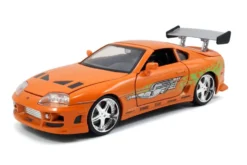 Model Kit Toyota Supra Metallic Orange Brian Diecast Figure Fast & Furious Movie Build N' Collect 1/24 Diecast Model Car Jada 30699