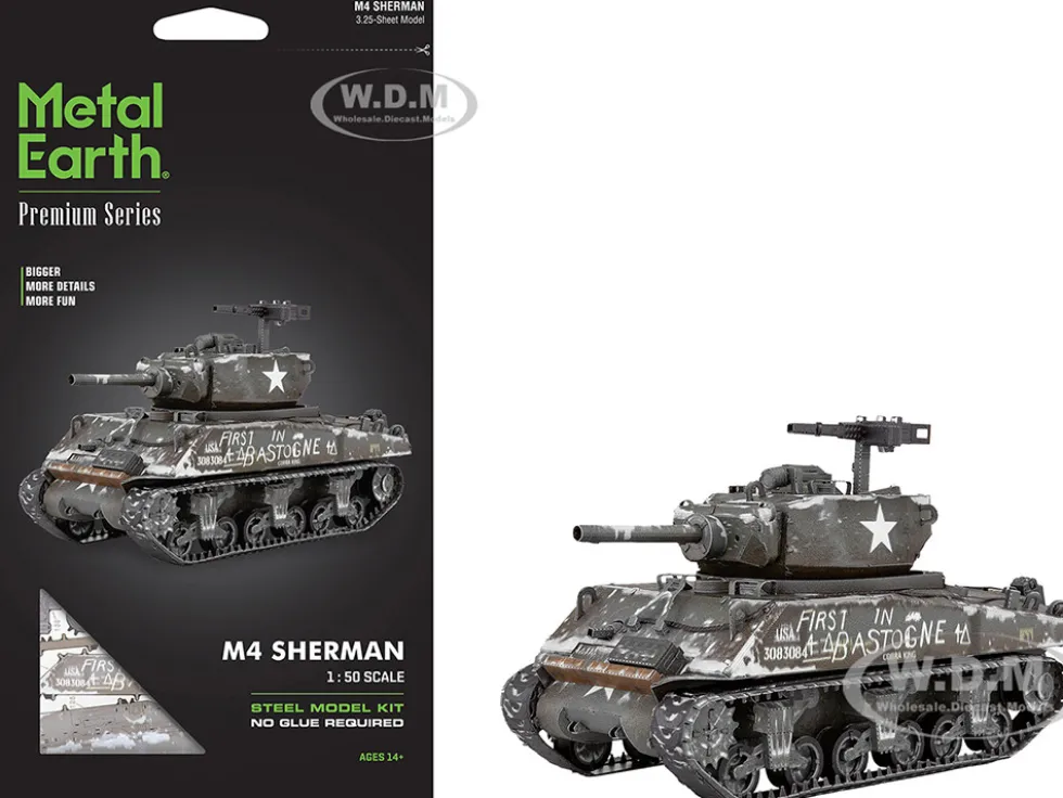 Model Kit United States M4 Sherman Tank (Moderate Difficulty) Steel Model by Metal Earth