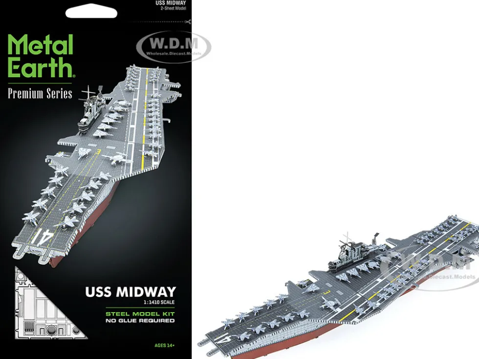Model Kit USS Midway (CV-41) Aircraft Carrier (Challenging Difficulty) Steel Model by Metal Earth