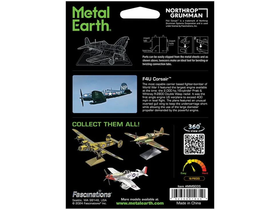 Model Kit Vought F4U Corsair Fighter Aircraft "United States Navy" (Moderate Difficulty) Steel Model by Metal Earth