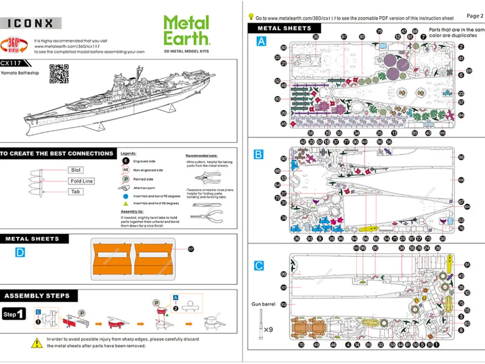 Model Kit Yamato Battleship "Imperial Japanese Navy" (Challenging Difficulty) Steel Model by Metal Earth