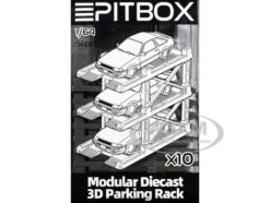Modular Diecast 3D Parking Rack Display Stand Set of 10 Racks for 1/64 Scale Model Cars by Pitbox
