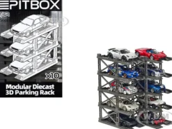 Modular Diecast 3D Parking Rack Display Stand Set of 10 Racks for 1/64 Scale Model Cars by Pitbox