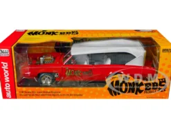 Monkeemobile Red with White Top and Interior The Monkees with Four Monkees Figure Cutouts Silver Screen Machines Series 1/18 Diecast Model Car Auto World AWSS144