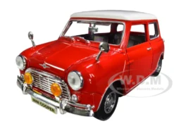 1961 1967 Morris Mini Cooper Red White Top Timeless Legends 1/18 Diecast Model Car Motormax 73113