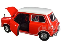 1961 1967 Morris Mini Cooper Red White Top Timeless Legends 1/18 Diecast Model Car Motormax 73113