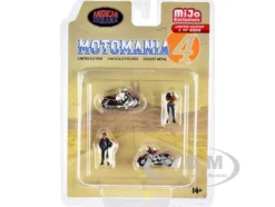 Motomania 4 4 piece Diecast Set 2 Figures 2 Motorcycles Limited Edition 4800 pieces Worldwide for 1/64 Scale Models American Diorama AD-76504MJ