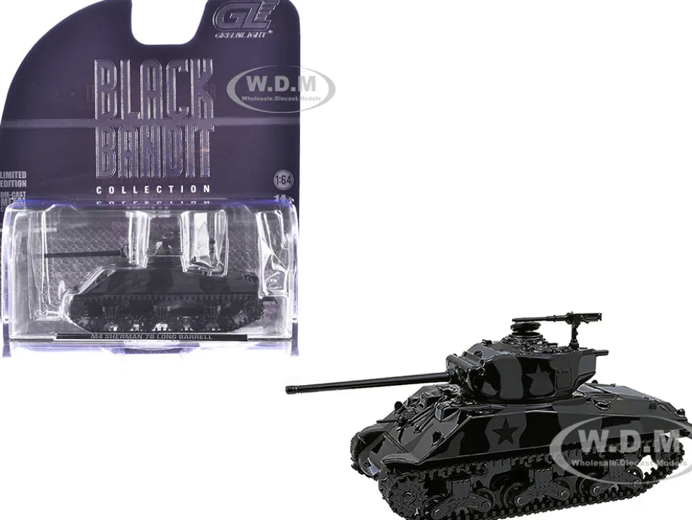 M4 Sherman 76 Long Barrell Tank Black Camouflage "Black Bandit" Series 30 1/64 Diecast Model Car by Greenlight
