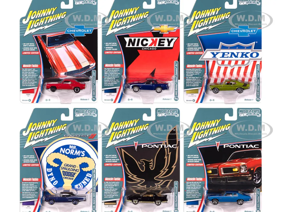 Muscle Cars USA 2025 Release 1 Set B of 6 pieces 1/64 Diecast Model Cars by Johnny Lightning