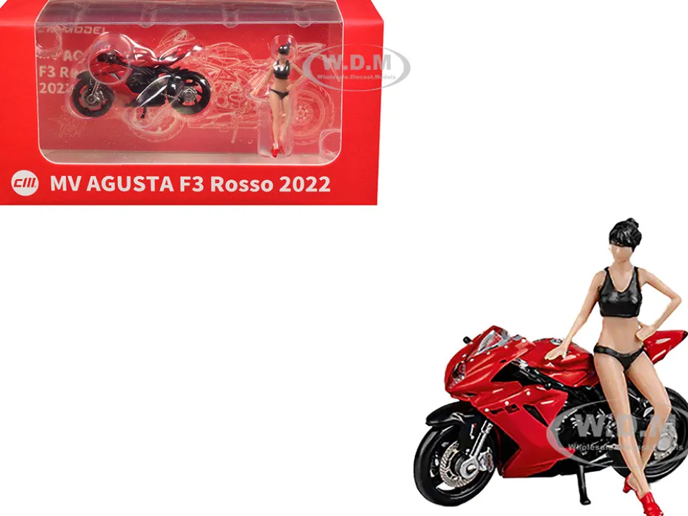 2022 MV Agusta F3 Rosso Motorcycle Red with Figure 1/64 Diecast Model by CM Model