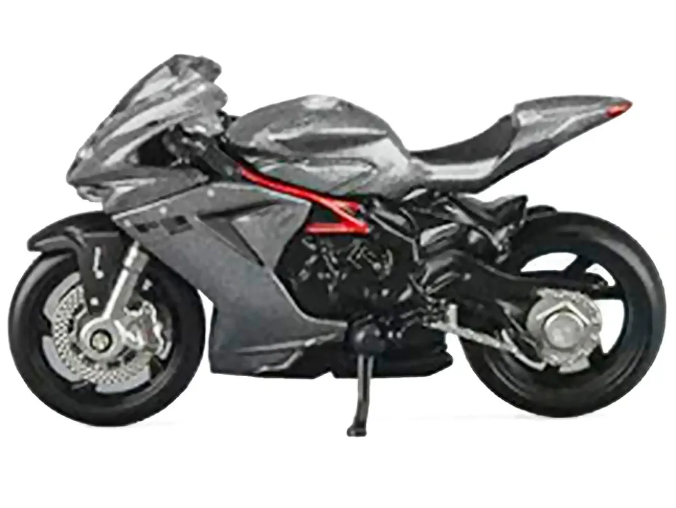 2022 MV Agusta F3 Rosso Motorcycle Silver Metallic with Figure 1/64 Diecast Model by CM Model