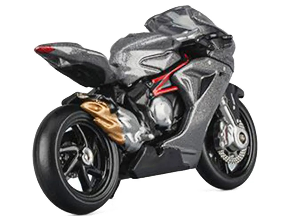 2022 MV Agusta F3 Rosso Motorcycle Silver Metallic with Figure 1/64 Diecast Model by CM Model