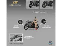 2022 MV Agusta F3 Rosso Motorcycle Silver Metallic with Figure 1/64 Diecast Model by CM Model