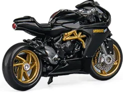 MV Agusta Superveloce 800 Motorcycle Black and Gold with Figure 1/64 Diecast Model by CM Model