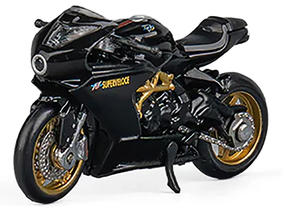 MV Agusta Superveloce 800 Motorcycle Black and Gold with Figure 1/64 Diecast Model by CM Model