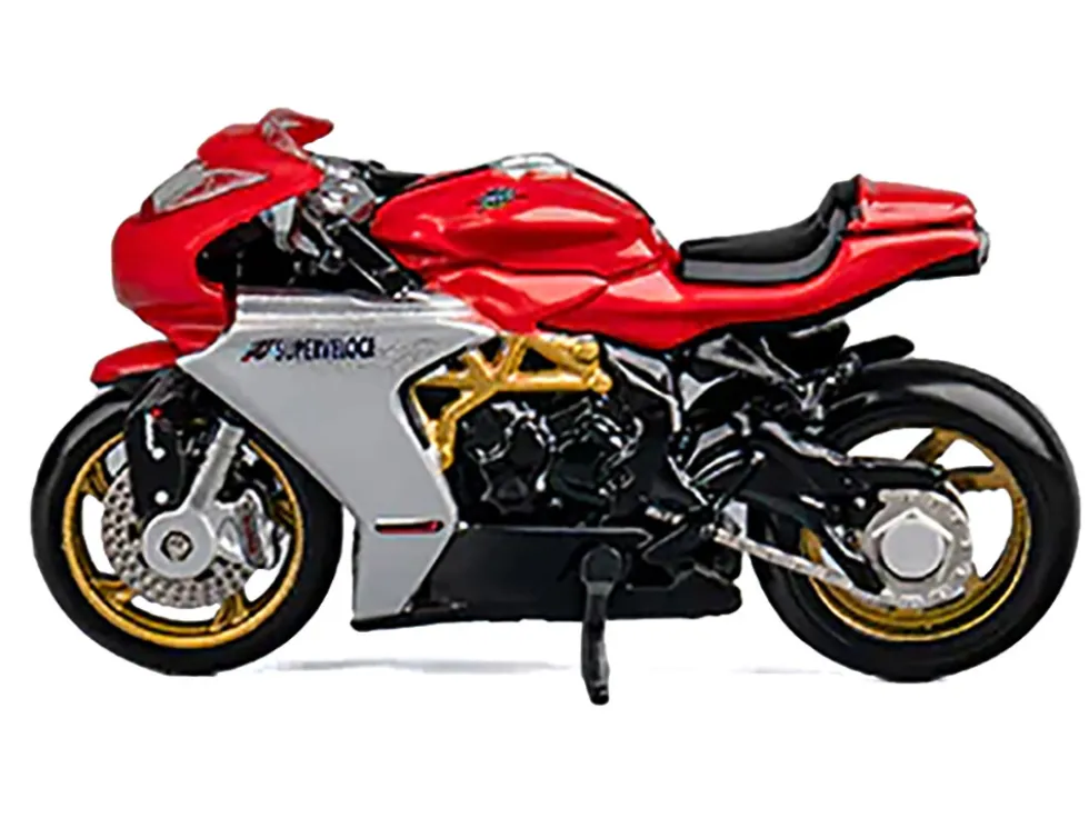 MV Agusta Superveloce 800 Motorcycle Red and Silver with Figure 1/64 Diecast Model by CM Model