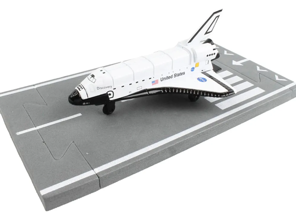 NASA Discovery Space Shuttle White United States with Runway Section Diecast Model Airplane Runway24 RW220