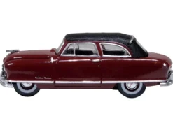 1950 Nash Rambler Custom Landau Convertible (Closed) Sunset Maroon with Black Top 1/87 (HO) Scale Diecast Model Car by Oxford Diecast