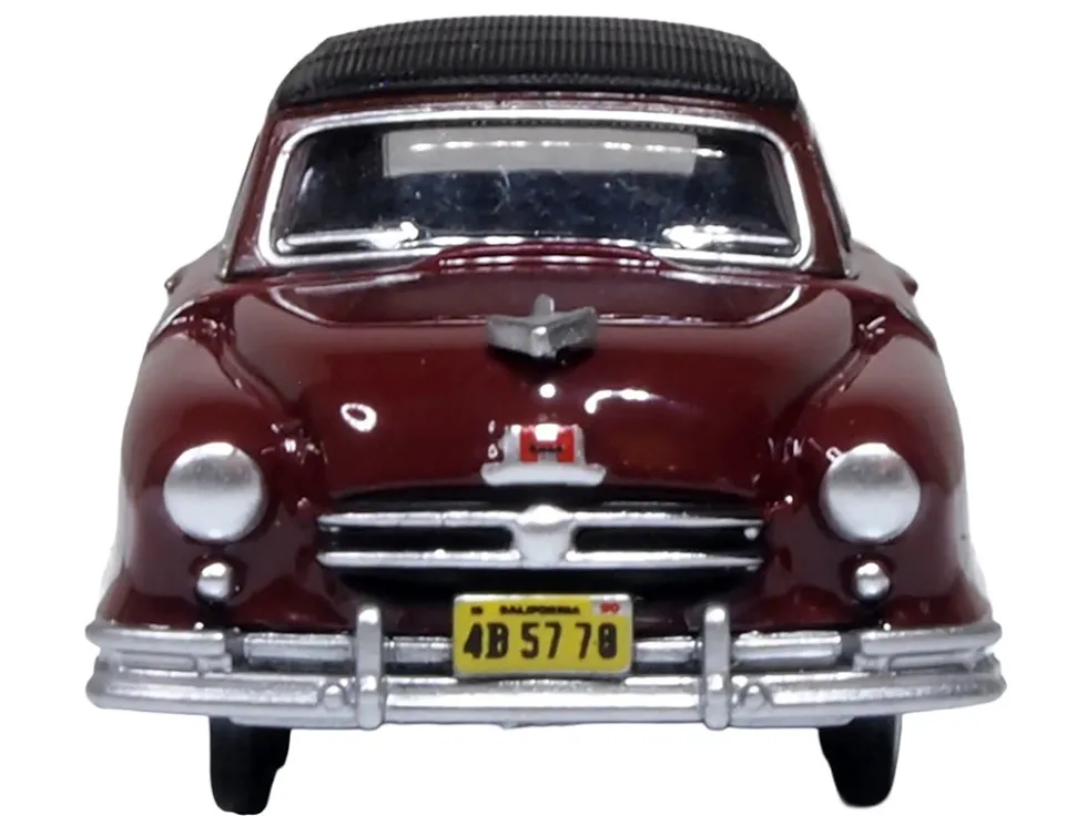 1950 Nash Rambler Custom Landau Convertible (Closed) Sunset Maroon with Black Top 1/87 (HO) Scale Diecast Model Car by Oxford Diecast