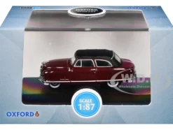 1950 Nash Rambler Custom Landau Convertible (Closed) Sunset Maroon with Black Top 1/87 (HO) Scale Diecast Model Car by Oxford Diecast