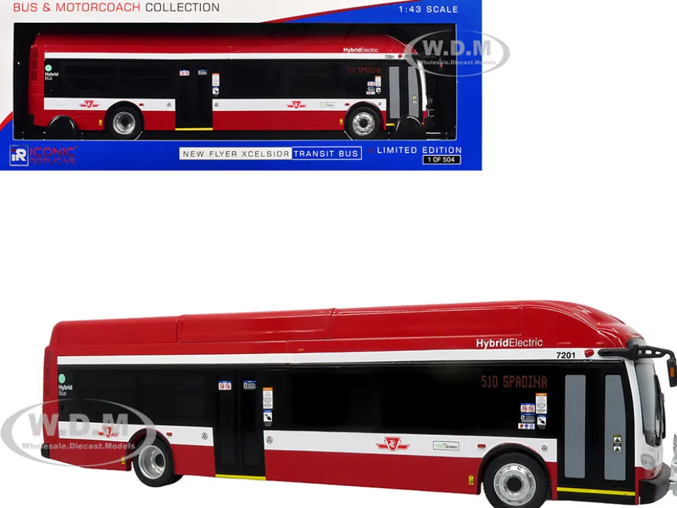 New Flyer Xcelsior Transit Bus Bank "TTC – Toronto Transit Commission" Red and White "The Bus & Motorcoach Collection" Limited Edition to 504 Pieces Worldwide 1/43 Model by Iconic Replicas