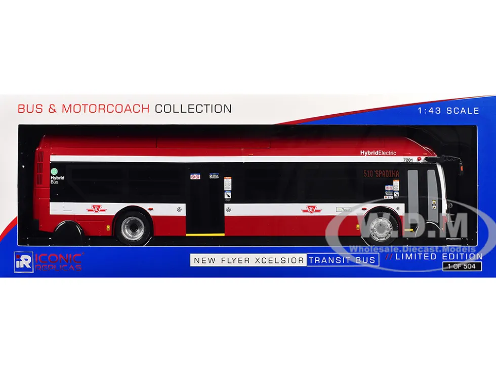 New Flyer Xcelsior Transit Bus Bank "TTC – Toronto Transit Commission" Red and White "The Bus & Motorcoach Collection" Limited Edition to 504 Pieces Worldwide 1/43 Model by Iconic Replicas