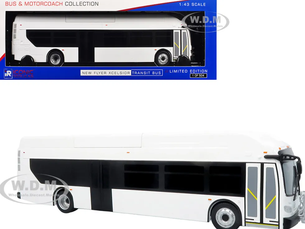 New Flyer Xcelsior Transit Bus Bank White "The Bus & Motorcoach Collection" Limited Edition to 504 Pieces Worldwide 1/43 Model by Iconic Replicas