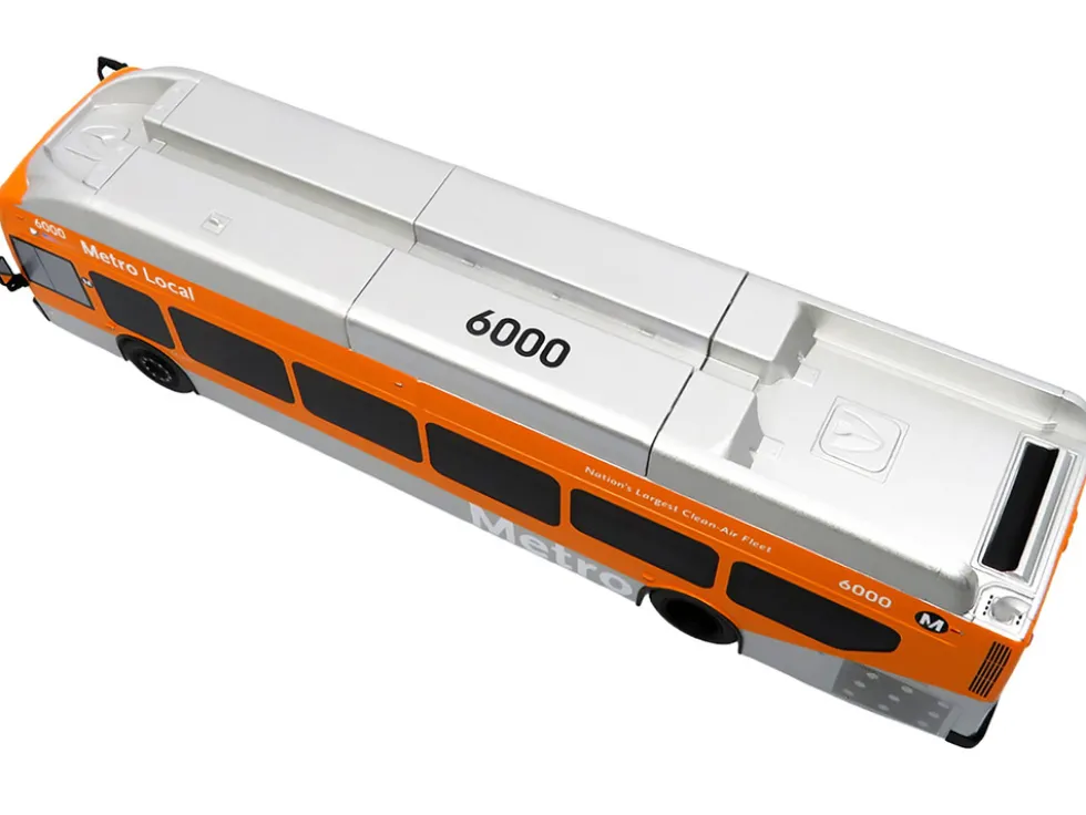 New Flyer Xcelsior Transit Bus Bank "Los Angeles Metro" Orange and Silver "The Bus & Motorcoach Collection" Limited Edition to 504 Pieces Worldwide 1/43 Model by Iconic Replicas