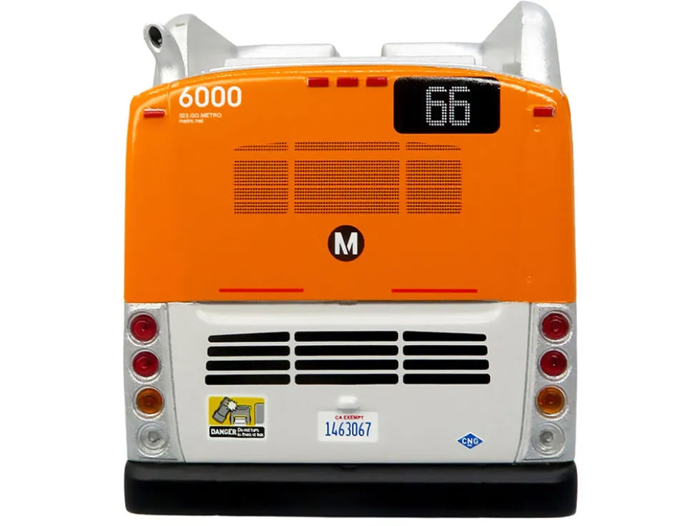 New Flyer Xcelsior Transit Bus Bank "Los Angeles Metro" Orange and Silver "The Bus & Motorcoach Collection" Limited Edition to 504 Pieces Worldwide 1/43 Model by Iconic Replicas
