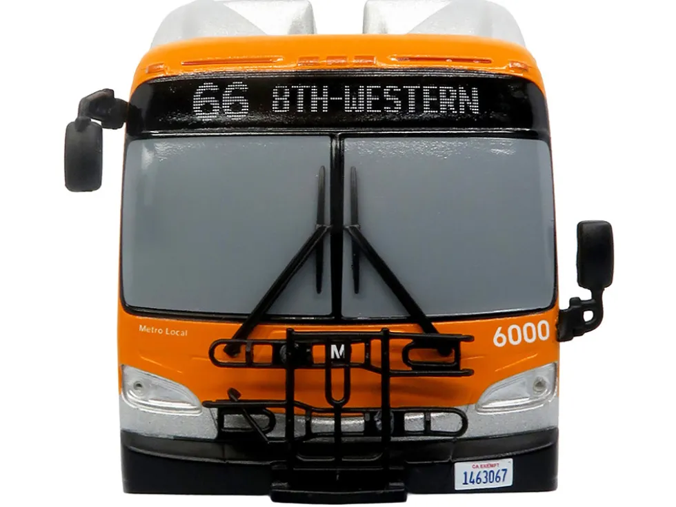 New Flyer Xcelsior Transit Bus Bank "Los Angeles Metro" Orange and Silver "The Bus & Motorcoach Collection" Limited Edition to 504 Pieces Worldwide 1/43 Model by Iconic Replicas
