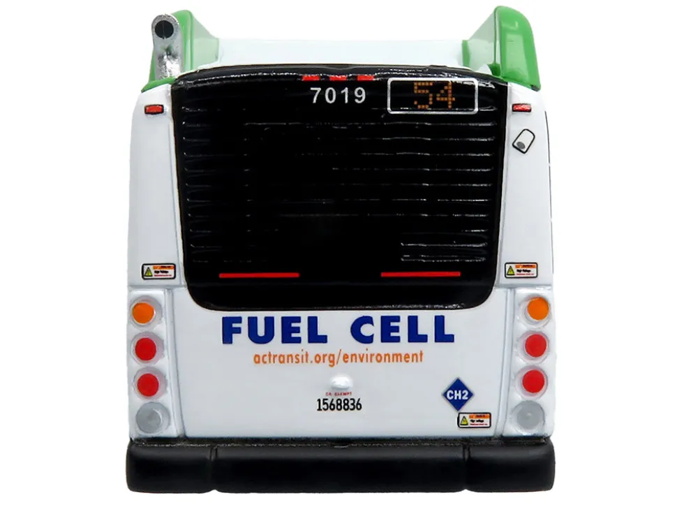 New Flyer Xcelsior XHE40 Transit Bus "AC Transit - Zero Emission" White and Green with Graphics "The Bus & Motorcoach Collection" Limited Edition 1/87 (HO) Diecast Model by Iconic Replicas