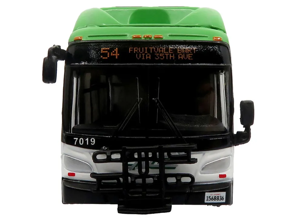 New Flyer Xcelsior XHE40 Transit Bus "AC Transit - Zero Emission" White and Green with Graphics "The Bus & Motorcoach Collection" Limited Edition 1/87 (HO) Diecast Model by Iconic Replicas