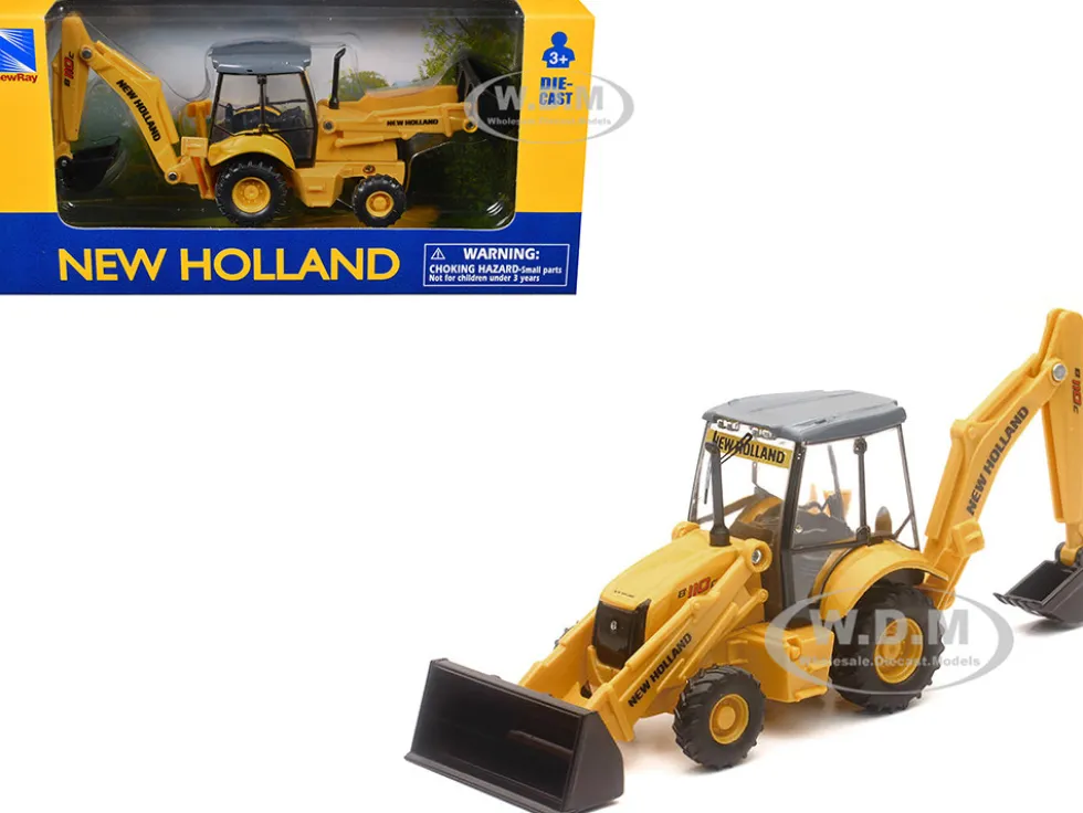 New Holland B110C Backhoe Loader Yellow Diecast Model by New Ray