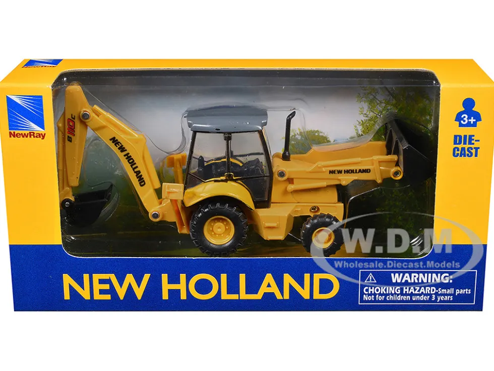 New Holland B110C Backhoe Loader Yellow Diecast Model by New Ray