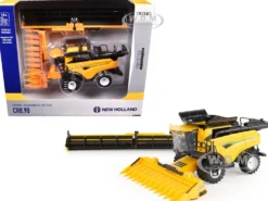 New Holland CR8.90 Combine Yellow with Corn Head and Draper Head "Prestige Collection" 1/64 Diecast Model by ERTL TOMY