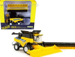 New Holland CR8.90 Combine Yellow Corn Head Draper Head New Holland Agriculture Series 1/64 Diecast Models ERTL TOMY 13870