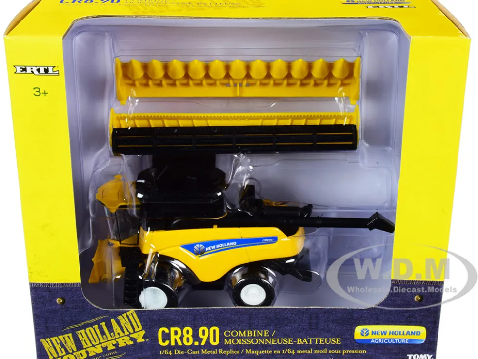 New Holland CR8.90 Combine Yellow Corn Head Draper Head New Holland Agriculture Series 1/64 Diecast Models ERTL TOMY 13870