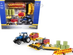 New Holland "Genesis Tractor Haying Set" of 3 pieces "New Holland Agriculture" Series 1/64 Diecast Models by ERTL TOMY