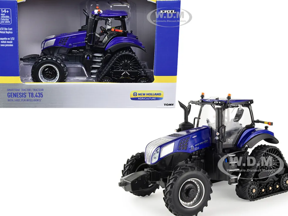 New Holland Genesis T8.435 Smarttrax Tractor AVEC PLM Intelligence Blue 1/32 Diecast Model ERTL TOMY 13944