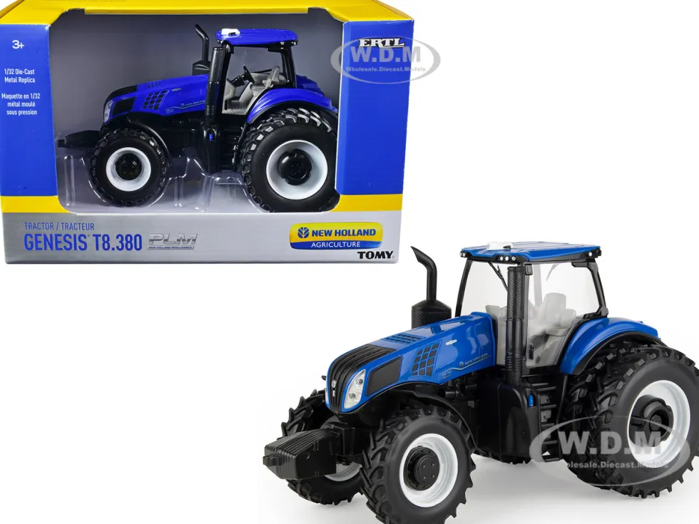 New Holland Genesis T8.380 Tractor Dual Wheels Blue New Holland Agriculture Series 1/32 Diecast Model ERTL TOMY 13976