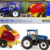 New Holland T6.180 Tractor Blue New Holland Roll-Belt 560 Baler Red 3 Bales Set 3 pieces 1/32 Diecast Models ERTL TOMY 13966