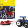 New Holland T6.175 Tractor Blue New Holland H7230 Discbine Disc Mower-Conditioner Red Set 2 pieces 1/64 Diecast Models ERTL TOMY 13896