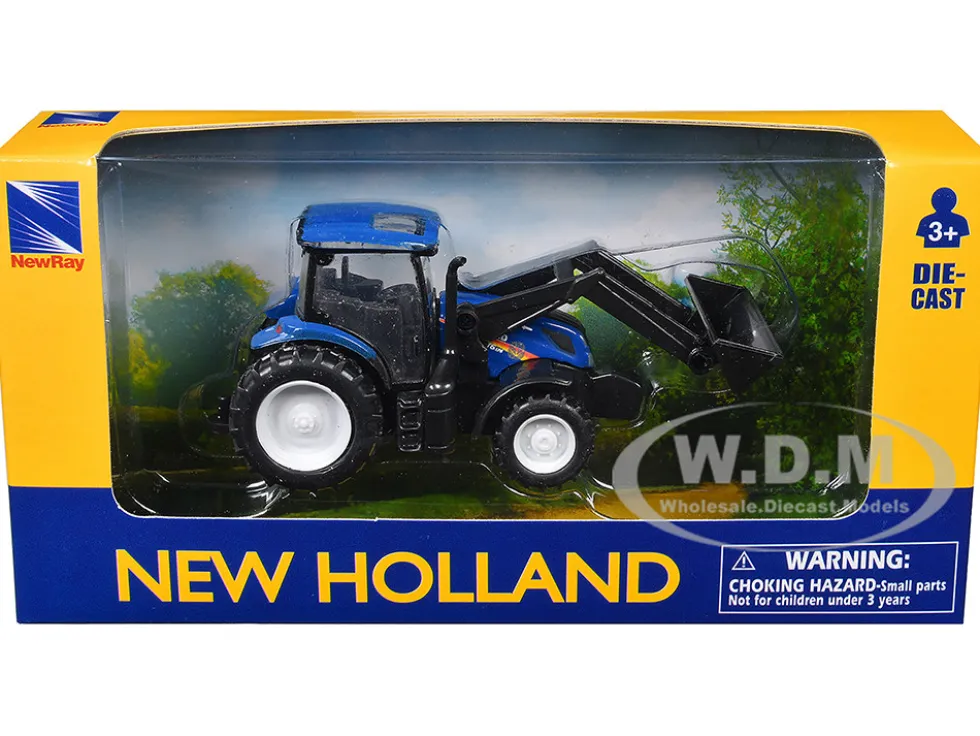 New Holland T6.175 Tractor with Front Loader Blue Diecast Model by New Ray