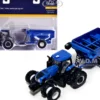 New Holland T8.385 Tractor with J&M Grain Cart Blue 1/64 Diecast Model by ERTL TOMY