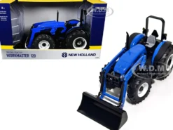 New Holland Workmaster 120 Tractor with Loader Blue 1/16 Diecast Model by ERTL TOMY